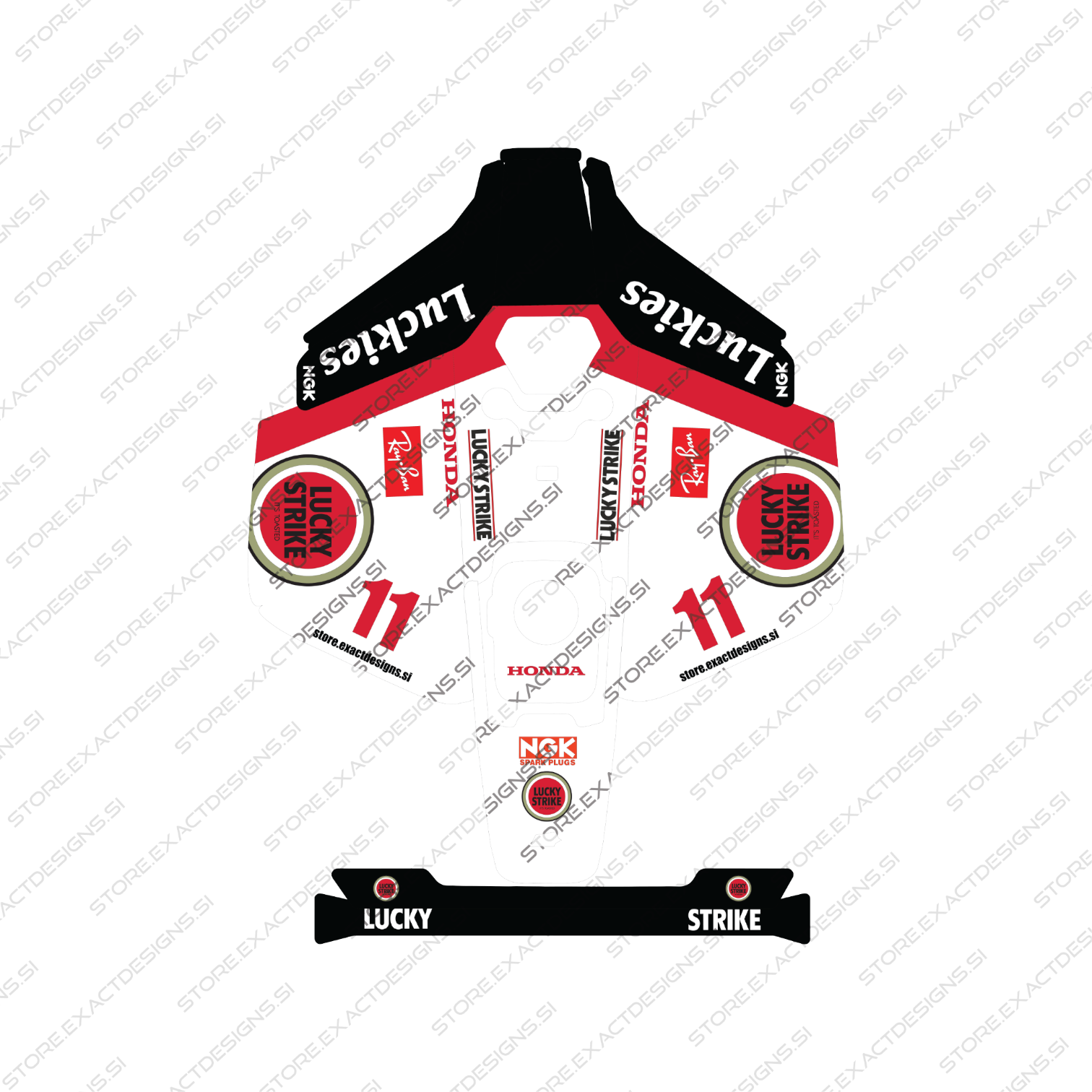 F1 Lucky Strike Honda – Nalepka za Mammotion robotske kosilnice Exact Designs